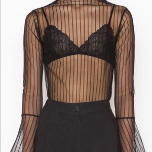 Oak + Fort Striped Sheer Mesh Top